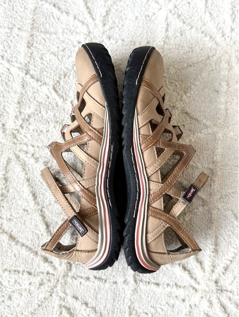 Jambu Women 8.5M Leather Walking Sandals Memory Foam All Terra Tan Pink